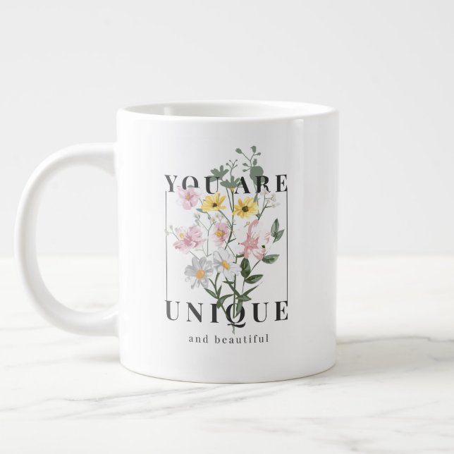 Caneca De Café Grande Você é um Slogan Floral Único (Esquerda)