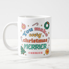 Caneca De Café Grande Você Faz Todo Natal Mais Feliz | Retro de Cubo