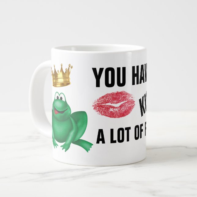 Caneca De Café Grande Você tem que beijar muitos Sapos Jumbo Coffee Mug (Frente Esquerda)