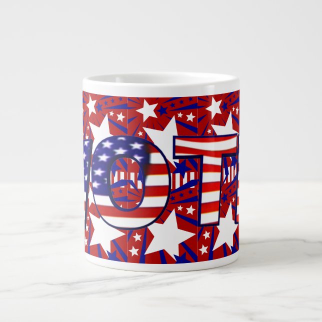 Caneca De Café Grande Votar com Estrelas e Stripes - (Frente)