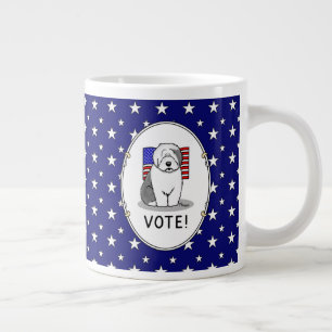 Caneca De Café Grande Votem! Velha Cinza Inglesa Sheepdog 1 Política Cus