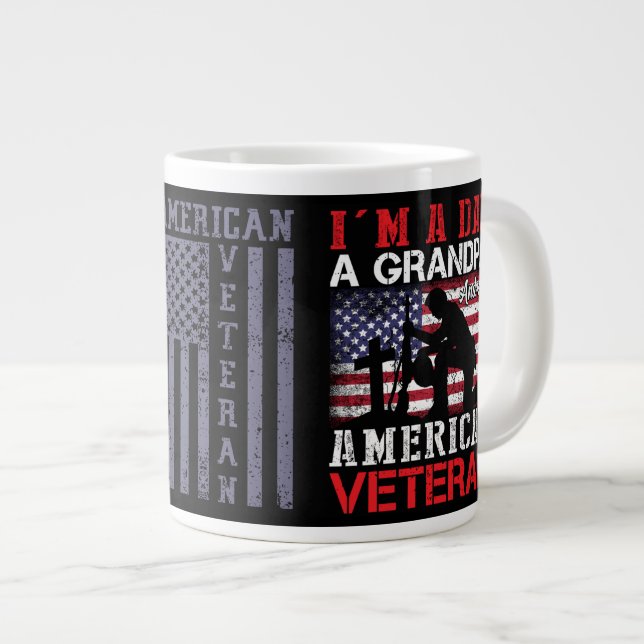 Caneca De Café Grande Vovô Pai Veterano Mug (Frente Esquerda)