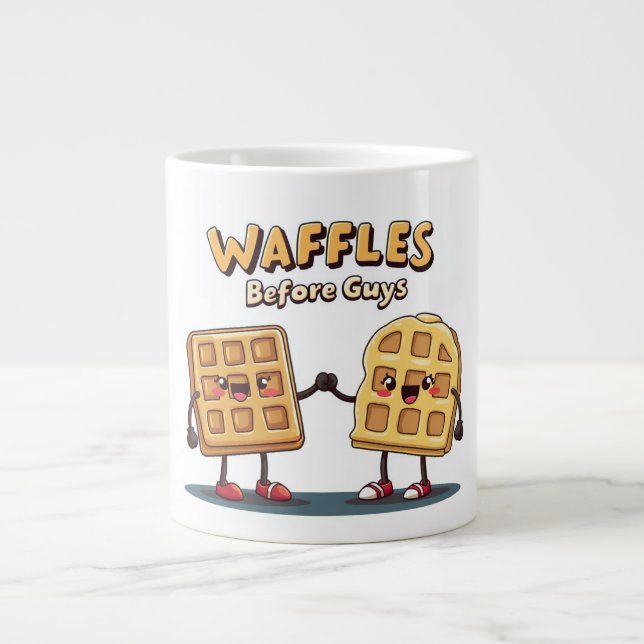 Caneca De Café Grande Waffles Antes do Cara Mug (Frente)