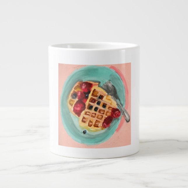 Caneca De Café Grande Waffles e Frutas Vermelhas (Frente)