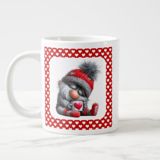 Caneca De Café Grande "Warm & Cozy" Sleepy Gnome | Winter Cocoa