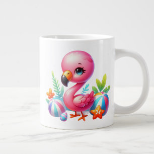 Caneca De Café Grande Watercolor Flamingo Cartoon Clipart