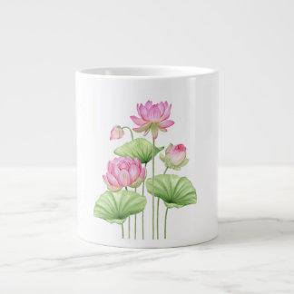 Caneca De Café Grande  Watercolor Lotus Aesthetic Speciality Mug 