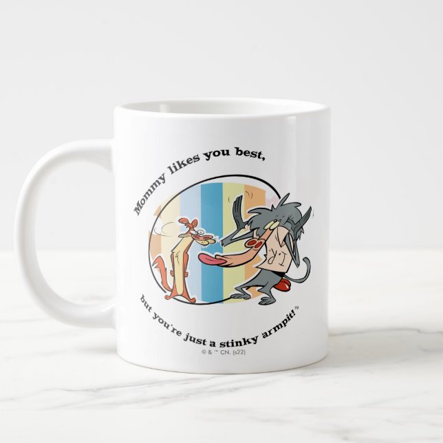 Caneca De Café Grande Weasel & Baboon "A Mamãe gosta mais de você" (Esquerda)
