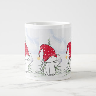 Caneca De Café Grande Weihnachtstasse katze mit Schneeball