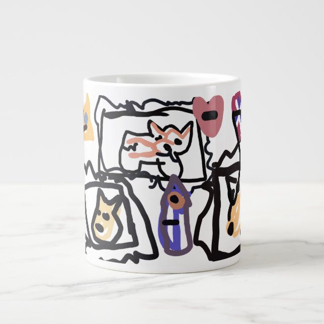 Caneca De Café Grande Welsh Corgi hearts  (Frente)
