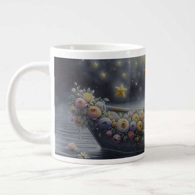 Caneca De Café Grande Whimsical Girl Moon Dream Fantasy Scene (Esquerda)