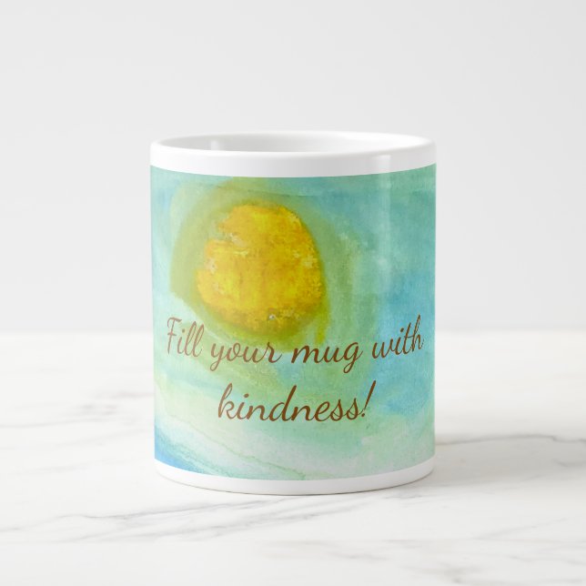 Caneca De Café Grande Whimsical Naive Art Sun Landscape (Frente)