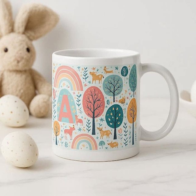 Caneca De Café Grande Whimsical Woodland Trees Easter Spring Rainbow Art (Whimsical Woodland Trees Easter Spring Rainbow Art Giant Coffee Mug)