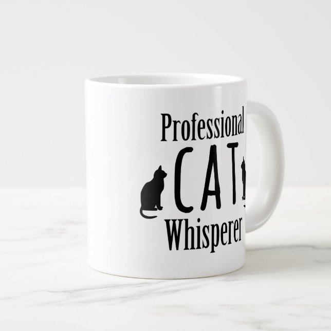 Caneca De Café Grande Whisperer profissional de gatos (Frente Esquerda)