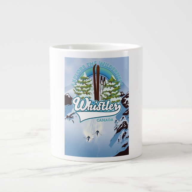 Caneca De Café Grande whistler Canada ski poster de viagens. (Frente)