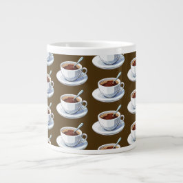Caneca De Café Grande White coffee cup on a saucer filled with coffee