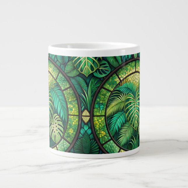 Caneca De Café Grande White mug featuring a vibrant, intricate pattern  (Frente)
