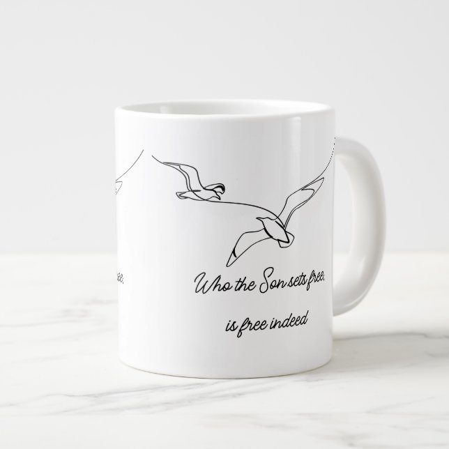 Caneca De Café Grande Who the Son sets Free Is Free Indeed Bible Verse (Frente Esquerda)