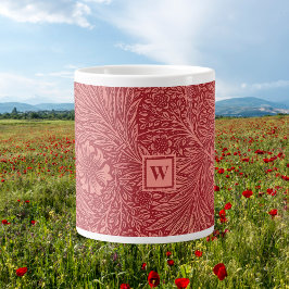 Caneca De Café Grande William Morris Red Marigold Padrão com Inicial