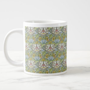 Caneca De Café Grande William Morris Vintage Floral Cor-de-Rosa Verde