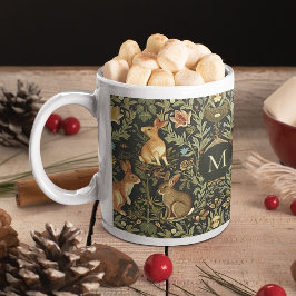 Caneca De Café Grande William Morris Woodland Coelhos Florais Natal