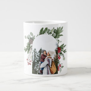 Caneca De Café Grande Winter Botanic Três Foto e Nome Natal