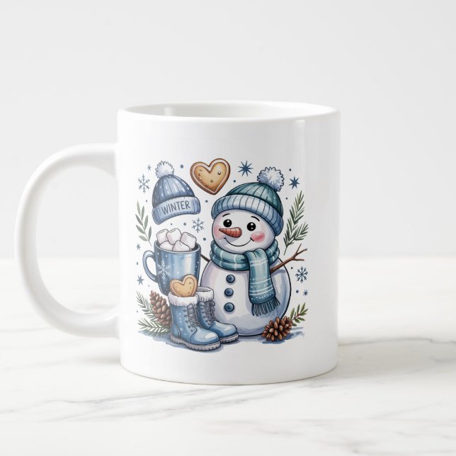 Caneca De Café Grande Winter Snowman Specialty Mug (Esquerda)