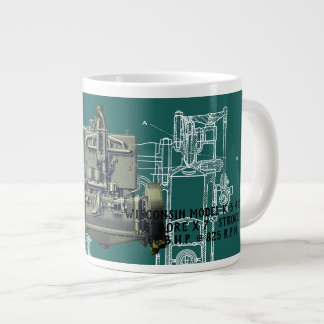 Caneca De Café Grande Wisconsin Motor Milwaukee Wisconsin Engine Early K (Frente Esquerda)