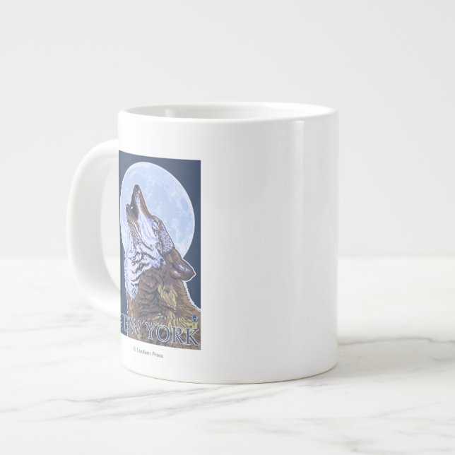 Caneca De Café Grande Wolf de New YorkHowling (Frente Esquerda)