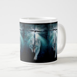Caneca De Café Grande Wolf e Bald Eagle Jumbo Sopa ou Café Mug