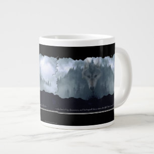 Caneca De Café Grande Wolf Spirit & Mountain Jumbo Soup & Coffee Mug