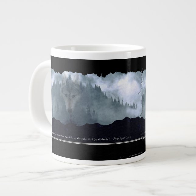 Caneca De Café Grande Wolf Spirit & Mountain Jumbo Soup & Coffee Mug (Frente Esquerda)