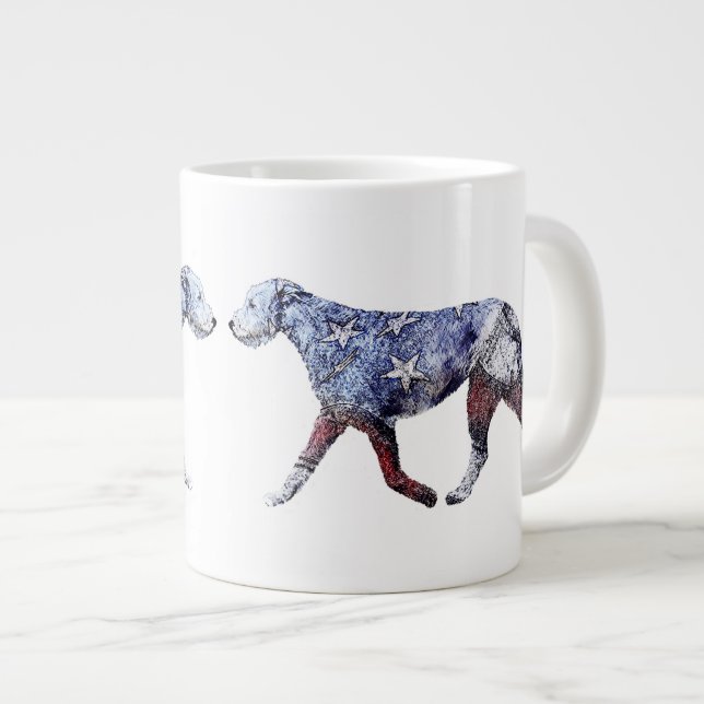Caneca De Café Grande Wolfhound Irlandês Patriótico (Frente Esquerda)