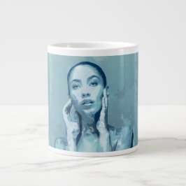 Caneca De Café Grande "Woman in Blue" Premium Canvas