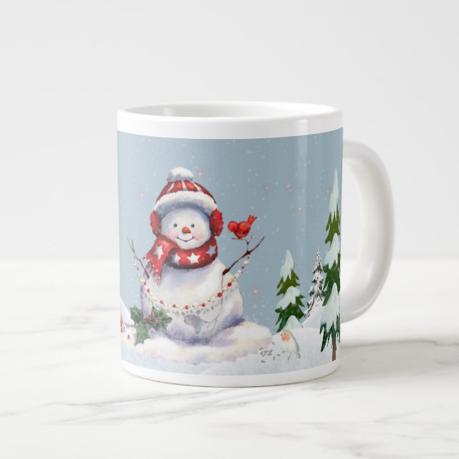 Caneca De Café Grande Wonderland de inverno com Snowman Large Mug (Frente Esquerda)