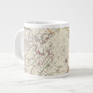 Caneca De Café Grande World, gnomonic proj V North Pole 45 N Lat