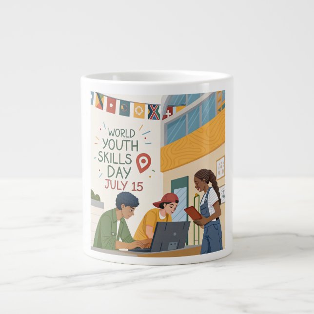 Caneca De Café Grande World Youth Skills Day – Empowering Future Innovat (Frente)