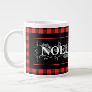 Caneca De Café Grande Xadrez de Búfalos Vermelho e Preto do NOEL de Nata