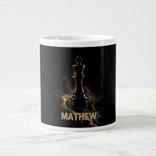 Caneca De Café Grande Xadrez de Luxo Rei Esmeralda Dourado Nome Personal
