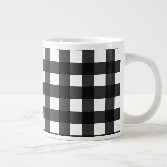 Caneca De Café Grande Xadrez Grande de Buffalo Branco (Direita)