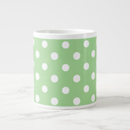 Caneca De Café Grande Xic Jumbo Coffee Mug: Polkas brancas em verde
