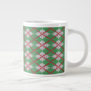 Caneca De Café Grande XMAS ARGYLE KNIT Grande Caneca Branca