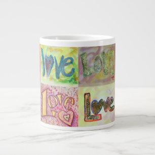 Caneca De Café Grande XOXO Adora Pinturas De Colagem Mosaica Mug