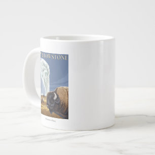 Caneca De Café Grande YellowstoneBison com antiga fé