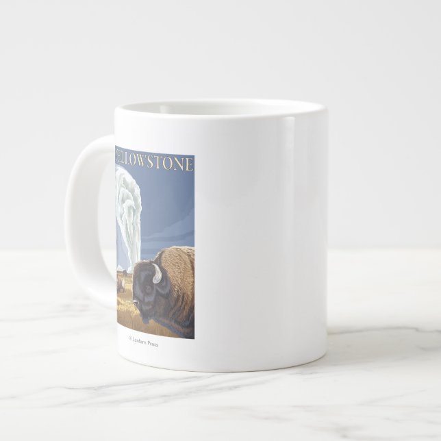 Caneca De Café Grande YellowstoneBison com antiga fé (Frente Esquerda)