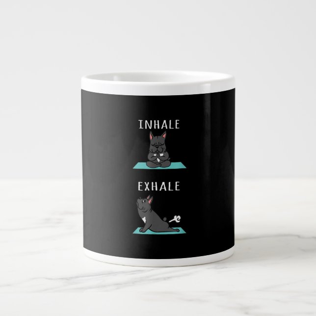 Caneca De Café Grande Yoga Inalar, cão-Grande Francês, Exalar Um Present (Frente)
