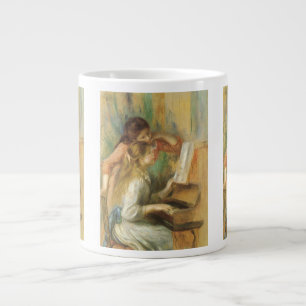 Caneca De Café Grande Young Girls in Piano por Pierre Renoir