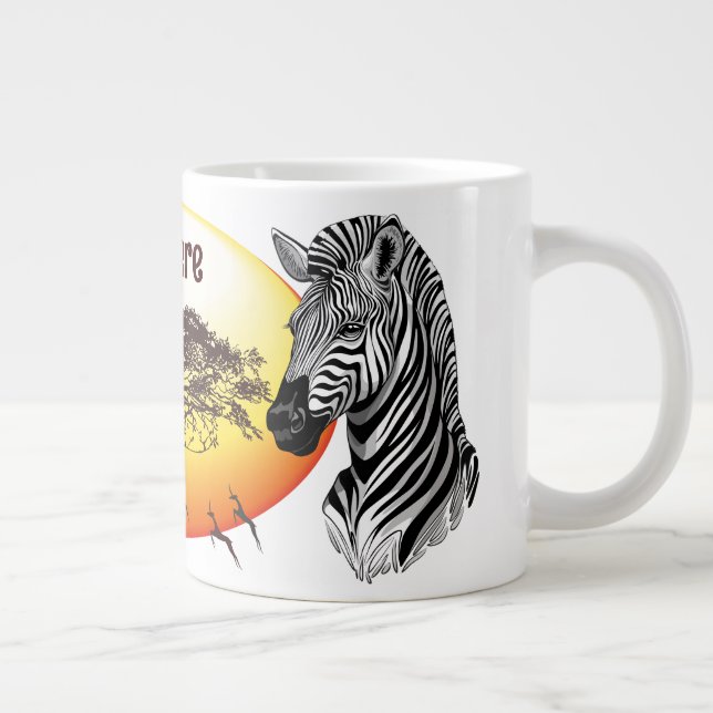 Caneca De Café Grande Zebra African Savanna Wild Animal (Direita)