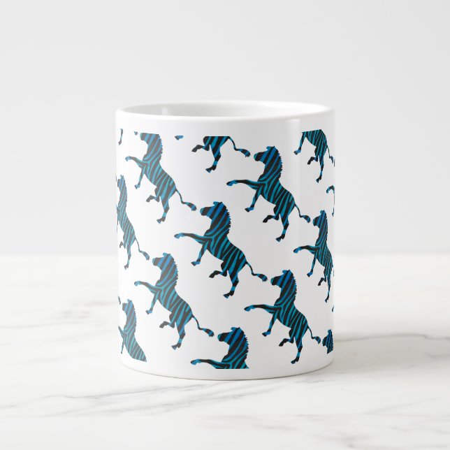 Caneca De Café Grande Zebra Black e Blue Silhouette (Frente)