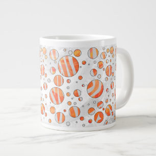 Caneca De Café Grande Zebra Orange e Bolinhas branca
